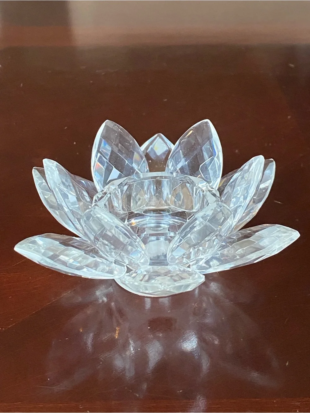 NIB Crystal Lotus Tea Light/Candle Holders - Clear (Set of 2)